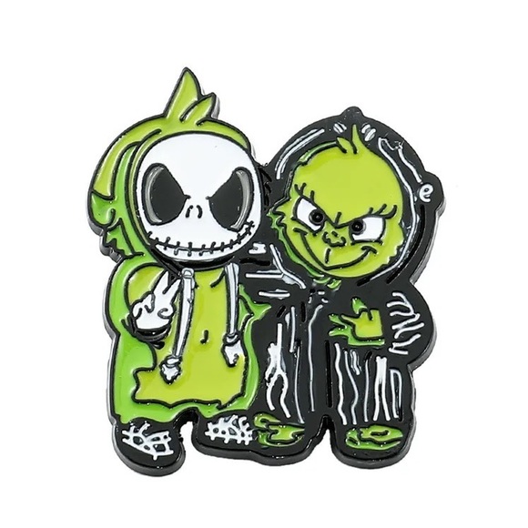 Set of 2 Disney Holidays Pins Halloween Nightmare Before Christmas Skeleton Pair - Picture 2 of 13